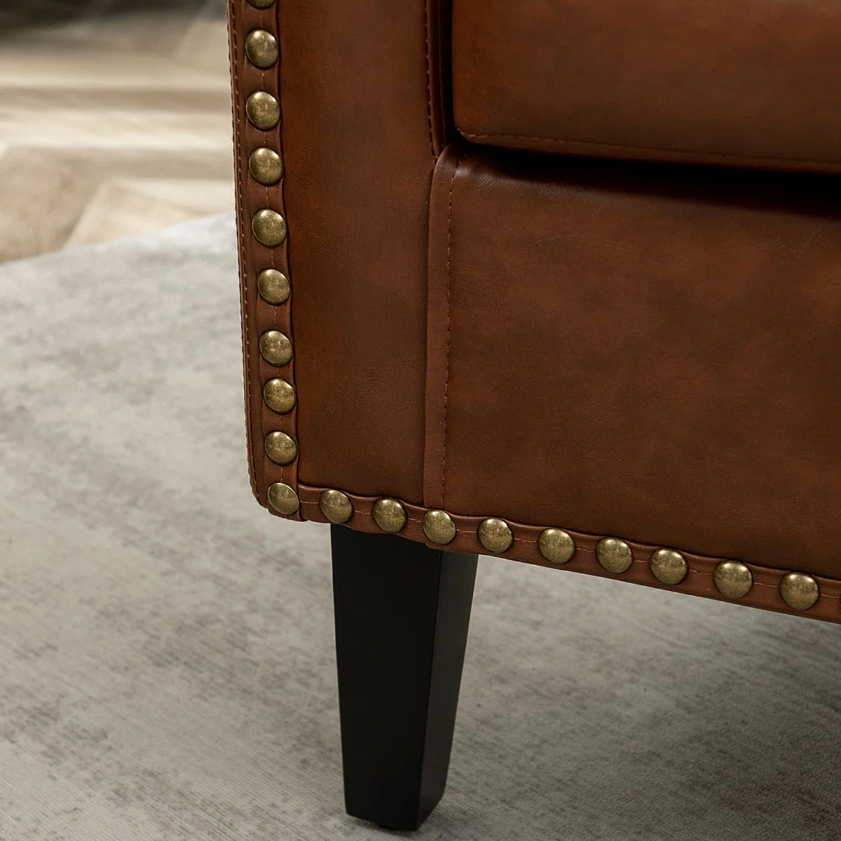 Saki Boney Tufted Faux Leather Club Chair