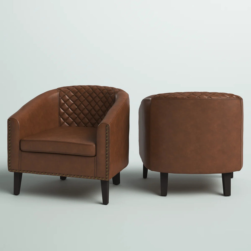 Saki Boney Tufted Faux Leather Club Chair