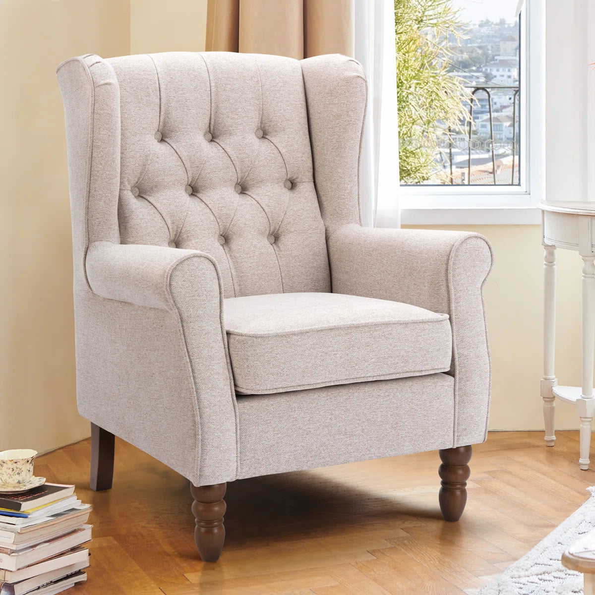 Nana Button-Tufted Wingback Chair
