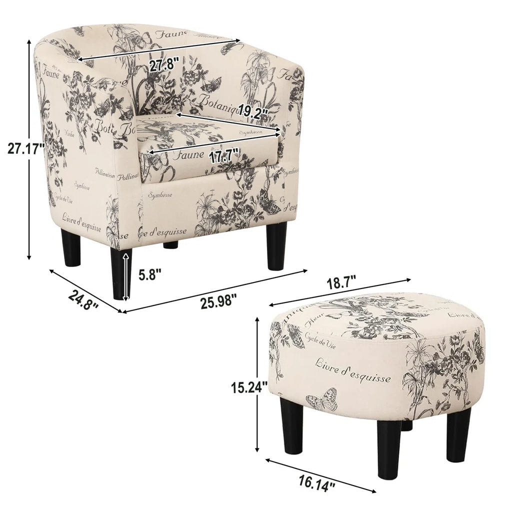 Rin Pamplona Barrel Chair + Ottoman